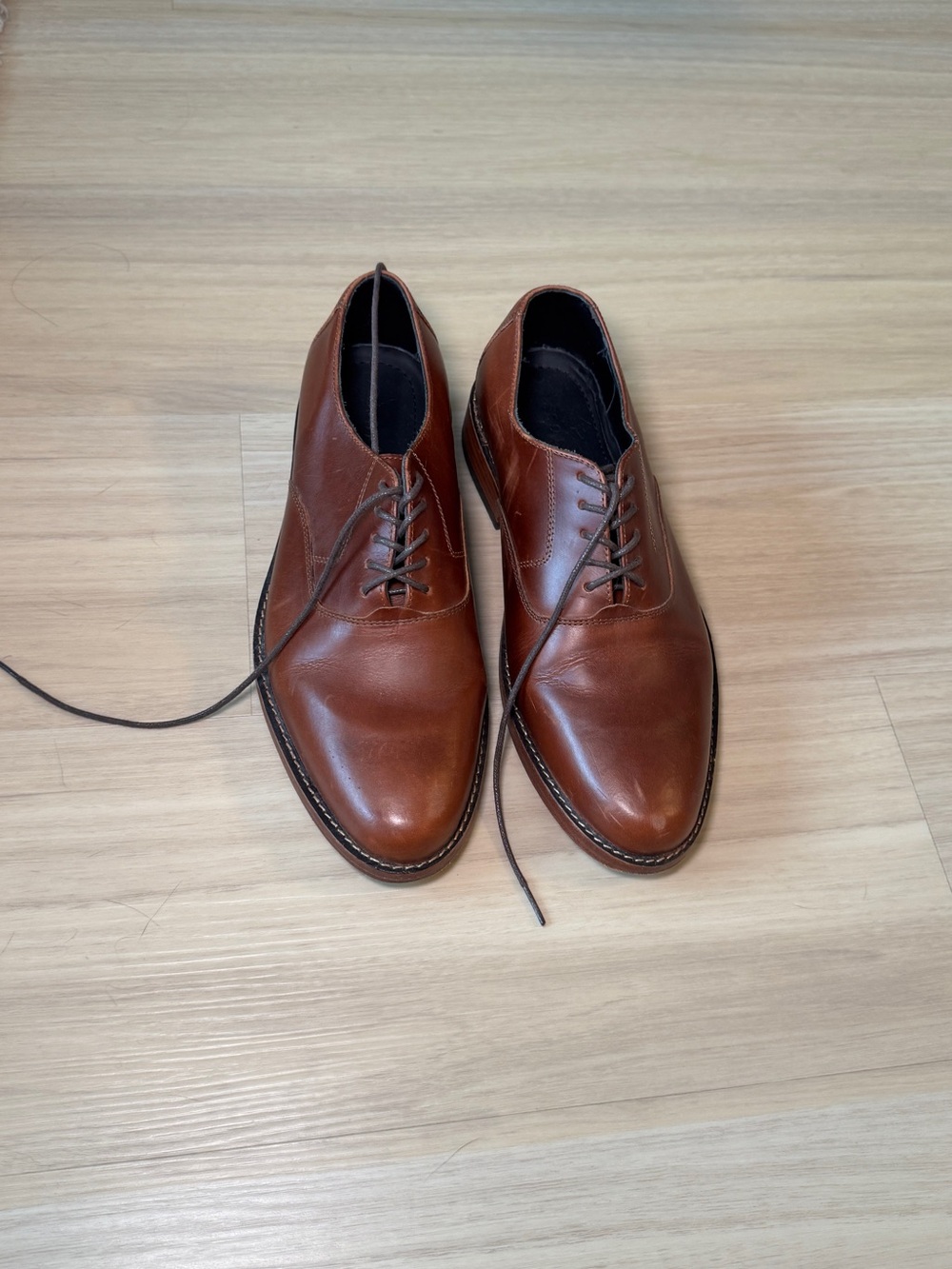 Nisolo Cognac Brown Leather Derby Shoes